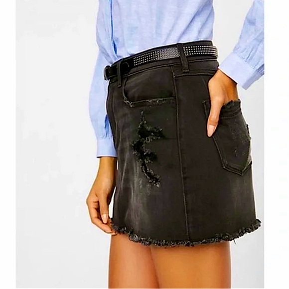 American Eagle Outfitters Distressed Black Denim Skirt - Picture 7 of 16